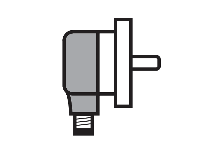 Turck RI-10T6S-2K100-CA1M Turck RI-10T6S-2K100-CA1M is a compact incremental rotary encoder designed for 58mm motor flange mounting. It operates within an ambient air temperature range of -40 to +85°C and features a solid shaft motor flange with optical sensing. This encoder is pre-wired with an axial 1m / 3ft cord with bare end flying leads, belonging to the Type RI-10 series. It has dimensions including a 2" casing diameter, a 6mm shaft diameter, and a 10mm shaft length. The encoder is protected to IP65 standards and requires a supply voltage of 5Vdc-30Vdc, supporting 6Vdc, 12Vdc, and 24Vdc. It can handle a pulse frequency up to 300kHz. The material composition includes a die-cast metal housing, stainless steel shaft, butyl rubber shaft seal, stainless steel disc table, and stainless steel packing ring. It features 1 x digital output (push-pull; 7272 compatible; 5Vdc-30Vdc) and is equipped with protection functions against short-circuit, bearing lock, magnetic fields, and reverse polarity. The maximum rotational speed is 12000rpm, with a moment of inertia of 1.8 x 10-6kg.m2 and a resolution of 100ppr (pulses/revolution). Its current consumption is 50mA with no load, and it can withstand a maximum radial load of 80 N and a maximum axial load of 40 N.