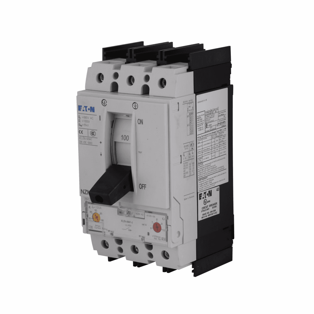 Eaton NZMH2-AF175-BT-NA NZMH2-AF175-BT-NA Eaton - Eaton Series NZM complete molded case circuit breaker, NZM2-frame, NZMH2, Adj. thermal, fixed magnetic trip, Three-pole, 175A, 690 Vac, 750 Vdc, 85-150 kAIC, Box, Distribution circuit protect., 175-175A, Front frame clamp, 175-175A