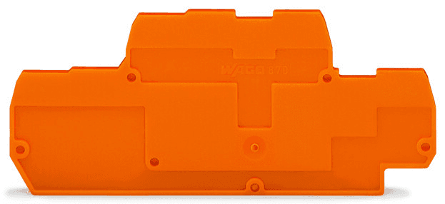 WAGO 870-573 Wago 870-573 is an end plate designed for use as both an end and intermediate plate in the X-COM series. It features a rated impulse voltage (Uimp) of 2 mm and is constructed from Polyamide (PA) 66. The dimensions of this part are H91mm x W2mm x D40mm, and it is presented in gray.