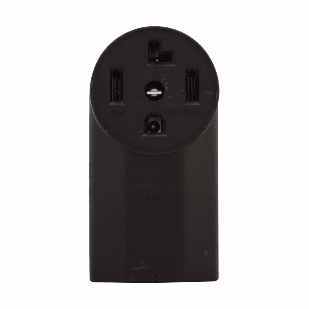 Eaton 1225 1225 Eaton - Eaton power device receptacle, #12 - 4 AWG, 30A, Surface, 125/250V, Back, Black, NEMA 14-30R, Three-pole, Four-wire, Three-pole, four-wire, grounding, Screw, Glass-filled nylon, Power