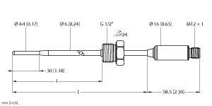 TTMS-206A-G1/2-LI6-H1140-L300/I250-0/500 Part Image. Manufactured by Turck.