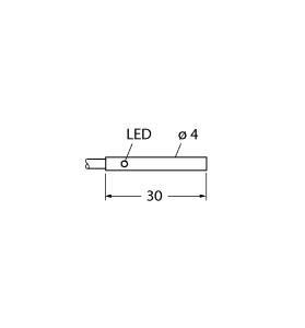 Turck NI3-EH04F-AP6X Inductive Sensor, Stainless Steel Front, Rated switching distance 3 mm, Flush, Smooth barrel, Ø 4 mm, Stainless steel 1.4305 (AISI 303), DC 3-wire, 10…30 VDC, NO contact, PNP output, Cable connection