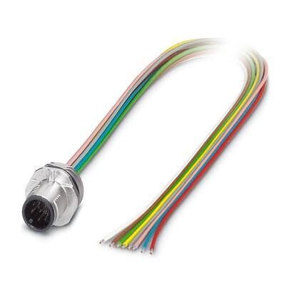 Phoenix Contact 1070948 Flush-type connector, Universal, 8-position, Plug,  straight, M12-SPEEDCON, A-coded, Front mounting, M16 x 1.5, Individual wires, cable length: 1.5 m,  0.25 mmÂ²,  TPE litz wire