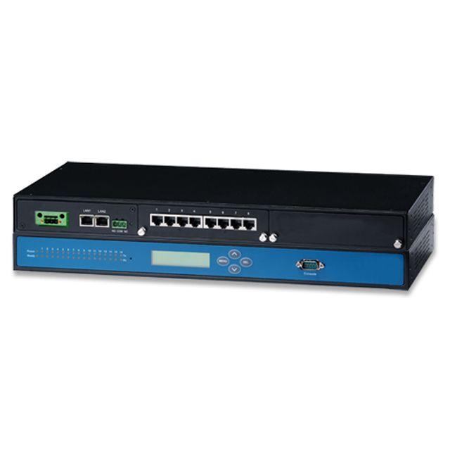 Mencom RMSS-8RJ45 8-Port Rackmount Serial Device Server with RJ45 serial connectors, RS-232/422/485, 24-48 VDC power input, Metal Housing