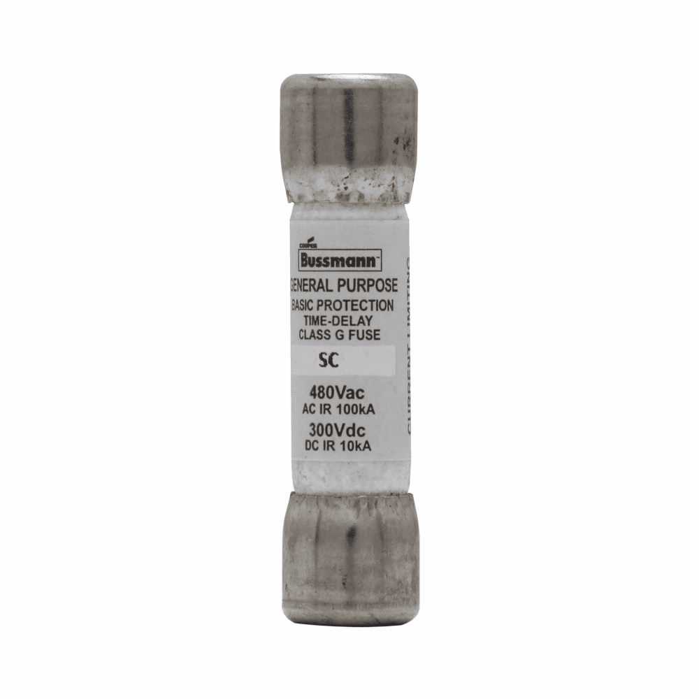 Cooper Bussmann SC-30 SC-30 Cooper Bussmann - Eaton Bussmann series SC fuse, Current-limiting time-delay fuse, Rejection style, 30 A, Class G, Non-indicating, Ferrule end x ferrule end, 12 sec at 200%, 10 kAIC at 300 Vdc,100 kAIC at 480 Vac, Standard, 480 V, 300 Vdc