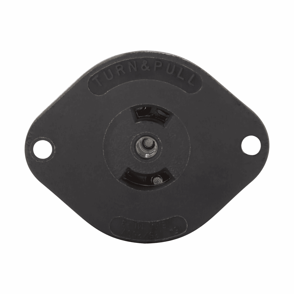 Eaton 7487N 7487N Eaton - Eaton safety grip locking flanged outlet , #16-12 AWG, 15A, Industrial, 125/250V, Back wiring, Black, Auto grip, ML3, Three-pole, Three-wire, Metal