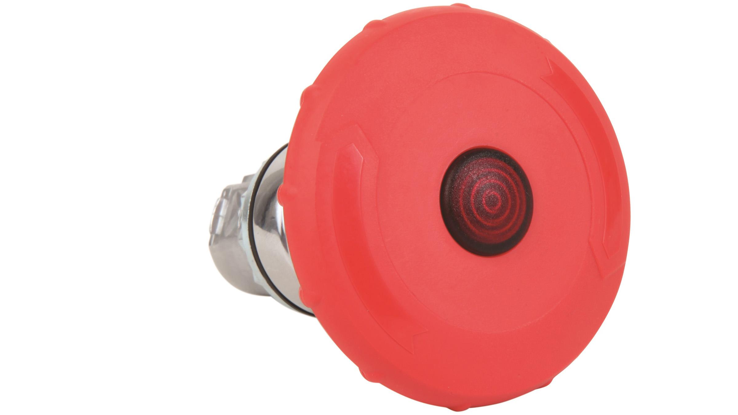 Sprecher + Schuh D7M-LMT64PN3RX11 Sprecher + Schuh D7M-LMT64PN3RX11 - D7 22mm Emergency Stop, Illuminated, Metal, Mushroom 60mm Twist-to-Release 2 Position, Red, 24V AC/DC Red LED, Plastic Latch, 1NO 1NC Standard, UL Type 4/13, IP66