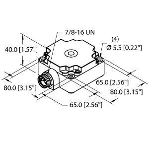 Turck NI40-CP80-FZ3X2-B1131 Inductive Sensor, Rated switching distance 40 mm, Non-flush, Rectangular, height 41 mm, Plastic, PBT‐GF30‐V0, AC 2-wire, 20…250 VAC, DC 2-wire, 10…300 VDC, NO contact, 7/8 connector, "