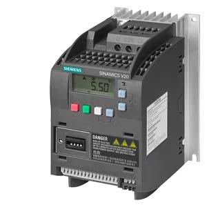 Siemens 6SL3210-5BE22-2CV0 SINAMICS V20 380-480 V 3AC -15%/+10% 47-6 Rated power 2.2 kW with 150% overload for 60 sec. Integrated filter C3 I/O interface: 4 DI, 2 DQ, 2 AI, 1 AO Fieldbus: USS/Modbus RTU with built-in BOP Degree of protection IP20/UL open Size: Size A 90x166x146 (Wx