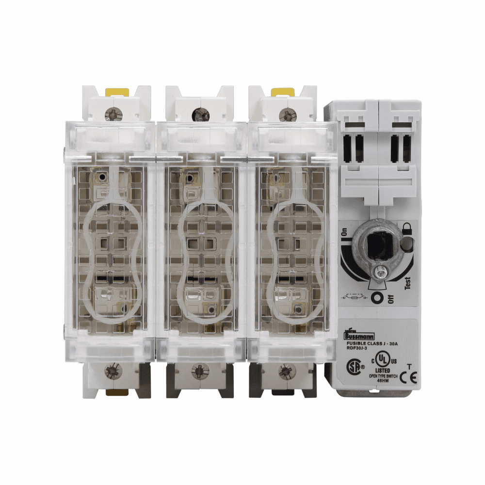 Cooper Bussmann RDF30J-3 RDF30J-3 Cooper Bussmann - Eaton Bussmann series RDF fused rotary disconnect switch, Standard switch, Front/side handle operation, Flange, 600 Vac, 250 Vdc, 30A, Fused disconnect switch - RDF30J-3