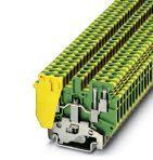 Phoenix Contact 2775184 Ground modular terminal block, double connection on each side, connection method: Screw connection, number of connections: 4, number of positions: 1, cross section: 0.2 mm² - 6 mm², AWG: 24 - 10, width: 6.2 mm, color: green-yellow, mounting type: NS 35/7,