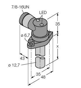 Turck BI2-CRS730-ADZ30X2-B1131/S34 Inductive Sensor, For High Pressures, Rated switching distance 2 mm, Flush, Smooth barrel, stainless steel, 1.4305, Ø 12.7 mm, Housing, GD-Zn, chromated, , Admissible pressure static/dynamic 200/100 bar, Magnetic-resistant (insensitive to magnetic DC and AC fields), AC 2-wire, 20…250 VAC, DC 2-wire, 10…300 VDC, NO contact, 7/8" male connector