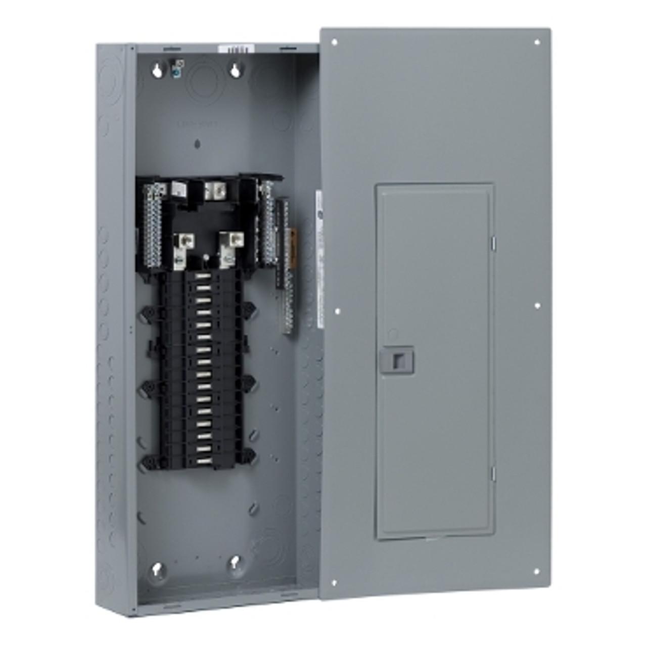 Schneider Electric CQO132L200GC Square D by Schneider Electric CQO132L200GC is a load center designed with a tin-plated copper busbar. It features a NEMA 1 degree of protection and measures H667mm x W362mm x D95mm (H26.26" x W14.25" x D3.74"), offering 32 spaces. This load center operates at a rated voltage of 120Vac/240Vac and is capable of supporting 64 single pole circuits. It has a rated current of 200A and is suitable for a single-phase (1PH-3W) network. The connection type is lugs, and it has a short circuit breaking rating of 65kA.