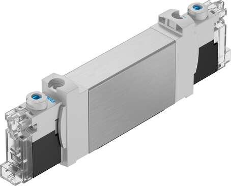 Festo 8042570 solenoid valve VUVG-BK14-T32C-AT-F-1H2L-S Valve function: 2x3/2 closed, monostable, Type of actuation: electrical, Valve size: 14 mm, Standard nominal flow rate: 350 l/min, Operating pressure: 1,5 - 7 bar