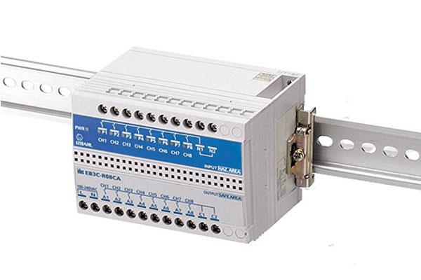 Idec EB3C-R08A Intrinsic Barrier 8 Channel, Zone 0 /Class I Division 1 locations,  IEC60079 compliant,  Dry-contact switches with 0.5Ω maximum contact resistance can be connected to the EB3C,  8- and 16-circuit types are available in common wiring types,  Ideal for conn