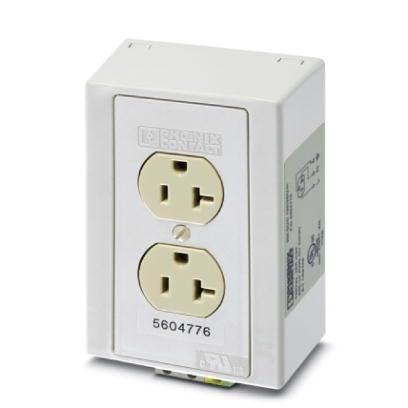 Phoenix Contact 5604776 Rail-mounted dual socket for vertical or horizontal mounting on 35Â mm DIN rail per ENÂ 60715. Housing color: ivory. Receptacle style: USA. Connection type: screw.