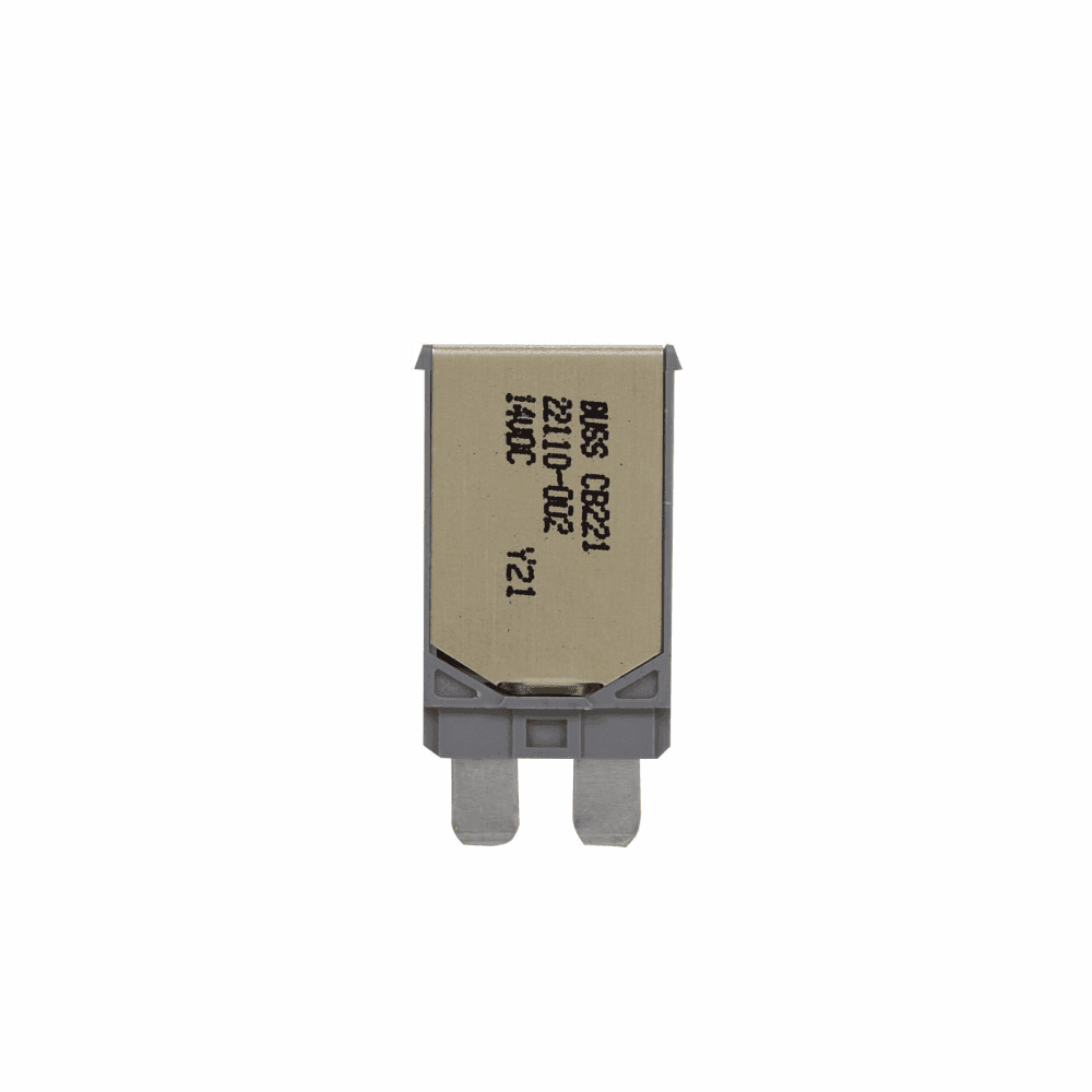 Cooper Bussmann CB221-20 CB221-20 Cooper Bussmann - Circuit Breaker, Automotive, type I ATC footprint, 20A, 14 Vdc, Grey UL-Rated 94V-0 thermoplastic housing with gold metal cover (type I) or silver metal cover (type II)