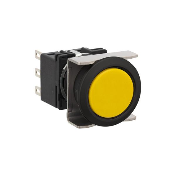 Idec LB6B-M1T1Y LB 16mm Pushbuttons SPDT Y, Sleek flush mount design,  Standard bezel with 16mm hole size also available,  Bright LED illumination,  27.9mm depth behind the panel,  3PDT contact block available,  5A contact ratings,  IP65 degree of protection,  Metallic o