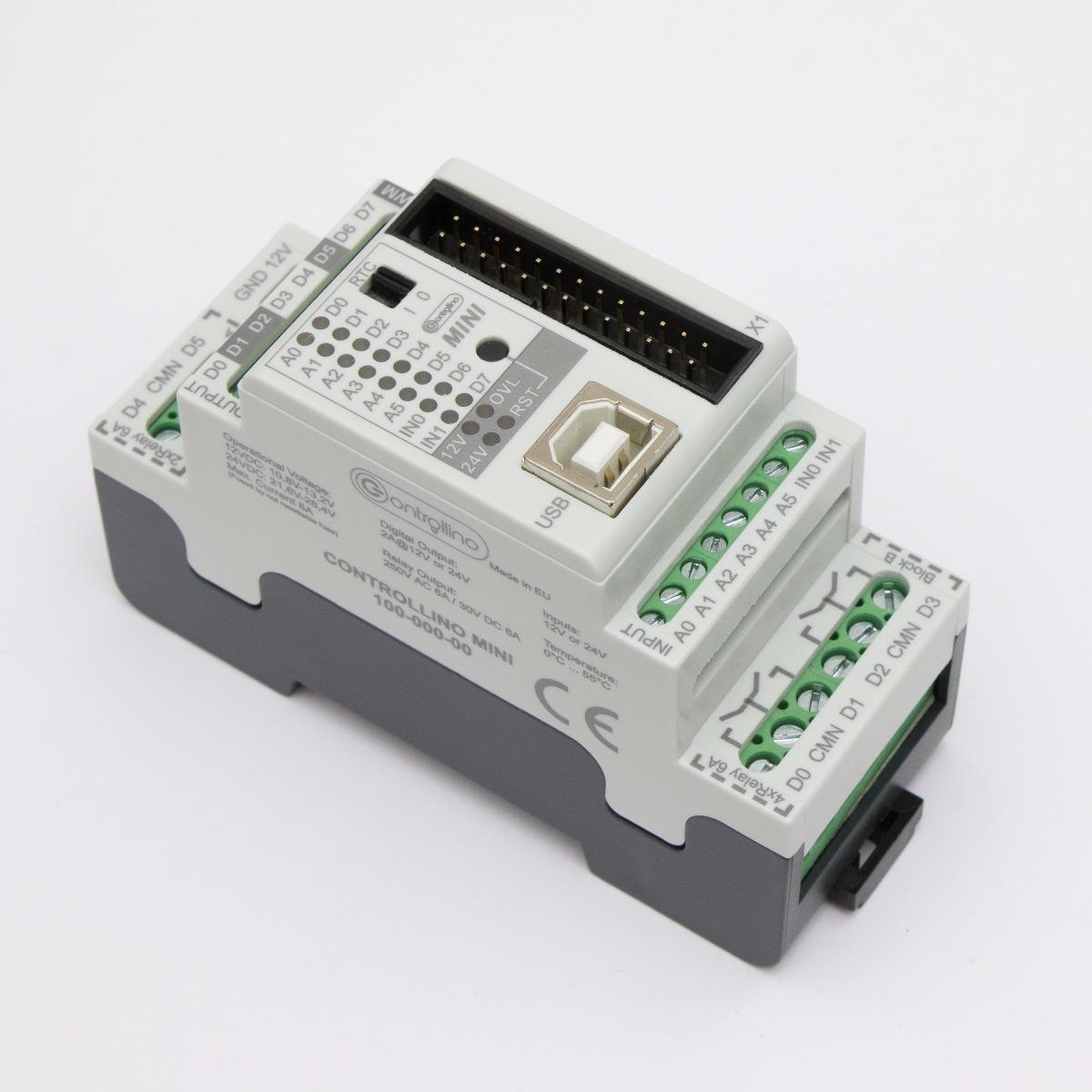 Controllino 100.000.00 Controllino MINI PLC controller, 12/24 VDC supply voltage, 8 inputs, 8 outputs