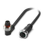 Phoenix Contact 1224169 Sensor/actuator cable, 4-position, PUR halogen-free, black-gray RAL 7021, Plug angled M12 Push-Pull, coding: A, on Socket straight M12 Push-Pull, coding: A, cable length: 1.5 m