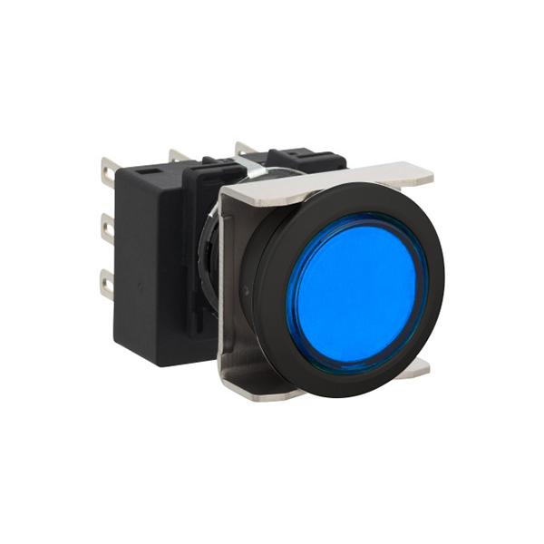 Idec LB6B-M1T3VLS LB 16mm Pushbuttons 3PDT LS, Sleek flush mount design,  Standard bezel with 16mm hole size also available,  Bright LED illumination,  27.9mm depth behind the panel,  3PDT contact block available,  5A contact ratings,  IP65 degree of protection,  Metallic 