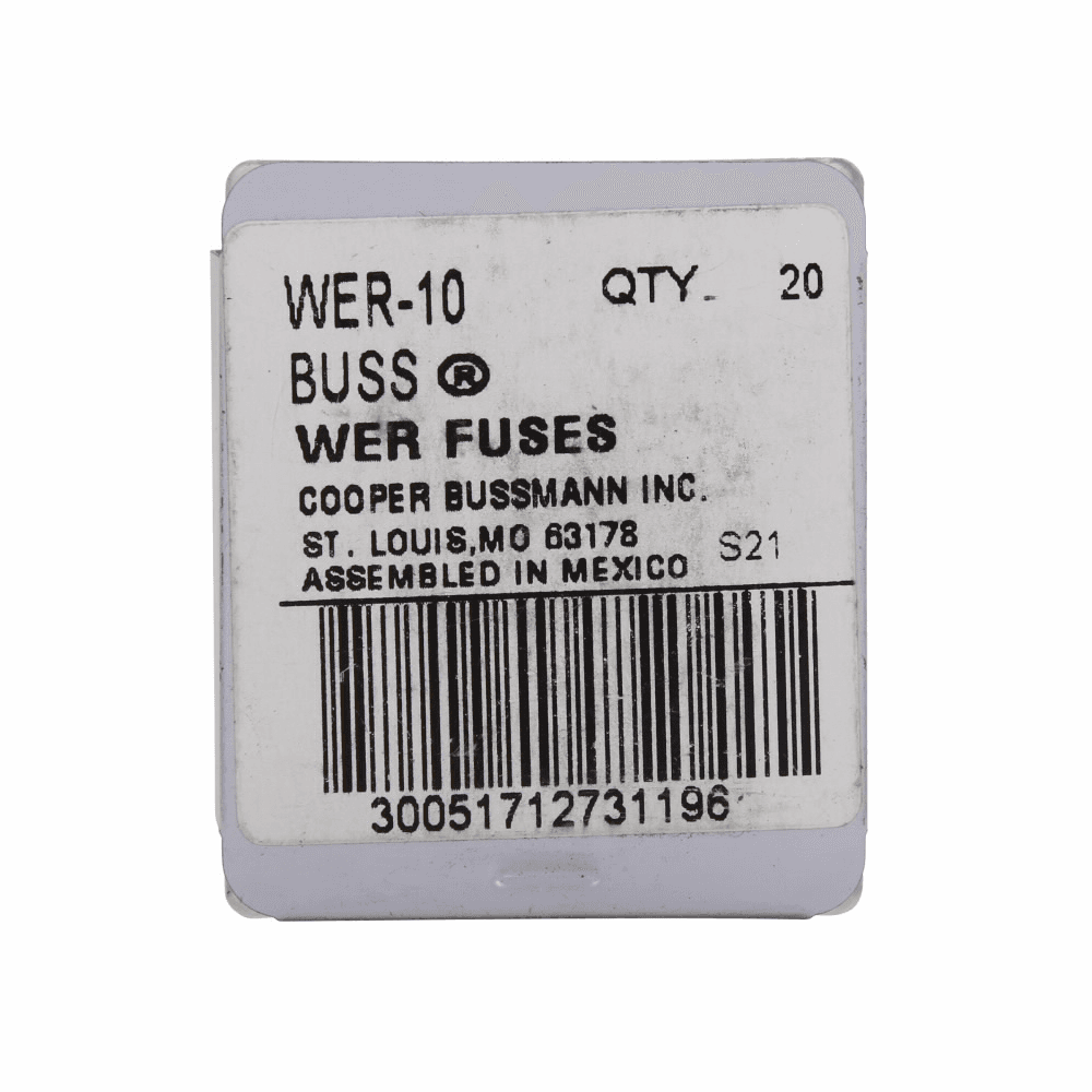 Cooper Bussmann WER-8 WER-8 Cooper Bussmann - Eaton Bussmann series Type WER telecommunication fuse, 32 Vdc, 8A, Non Indicating, Non-indicating, Flat