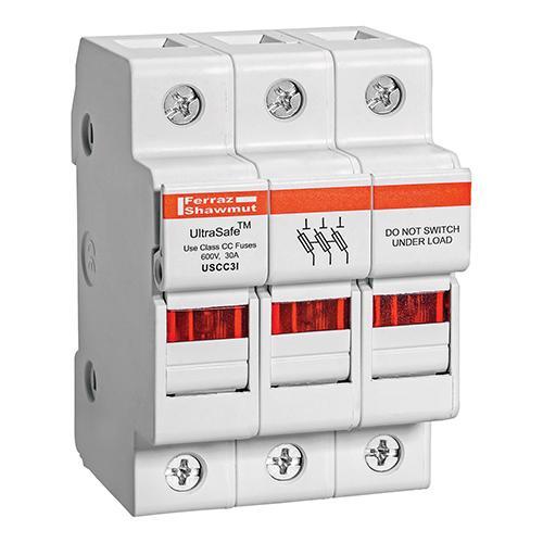 Mersen USCC3I Fuse Holders 600V 30A Class CC 3-pole Light Indicator