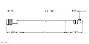 TN-UHF-CBL-HF240-RPTNC-10-SMA Part Image. Manufactured by Turck.