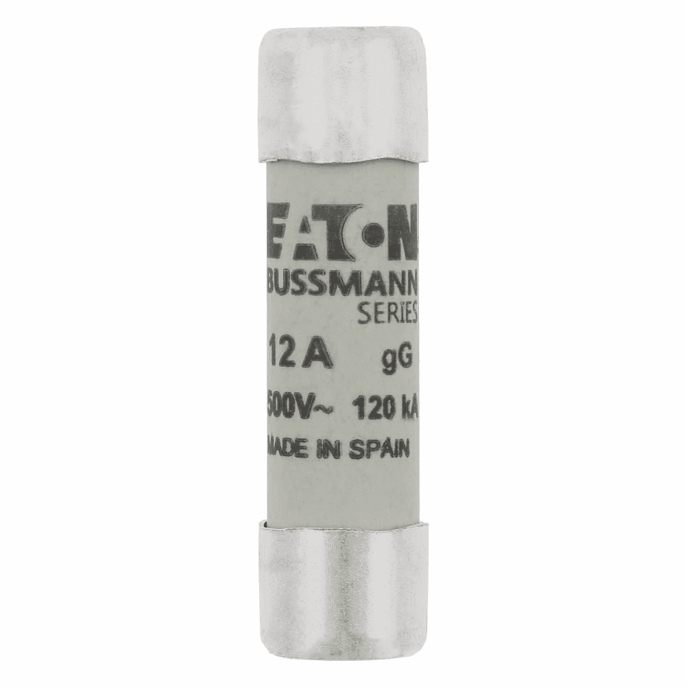 Cooper Bussmann C10G12 C10G12 Cooper Bussmann - Eaton Bussmann series low voltage 10 x 38 mm cylindrical/ferrule fuse, rated at 500 Volts AC, 12 Amps, 120 kA Breaking capacity, class gG/Gl, without indicator, compatible with a CHM Modular fuse holder endcap