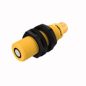 Turck RU50L-S18-AN8X-H1141 Ultrasonic Sensor, Retroreflective Sensor, Max. range 500 mm, Smooth sonic transducer face, Cylindrical housing S18, potted, Connection via M12 × 1 male connector, Teach range adjustable via adapter, Temperature compensation, Teach-in range: 5…49 cm, Aperture angle of sonic cone: ±20 °, NPN switching output, NO contact, Switching range adjustable