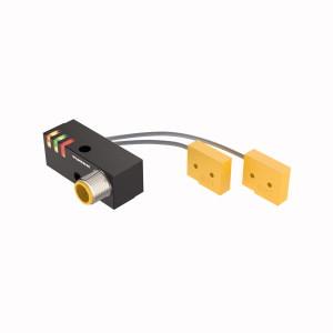 Turck NI2-Q6.5-AP6-0.1-FS4.4X3/S304 Inductive Sensor, Monitoring Kit for Power Clamps, Rated switching distance 2 mm, Cable length (L) 0.1 m, Non-flush, Q6,5 power block with two connected sensors and LEDs, Relocatable block 0°…90°, with cross drilling for flexible cable routing, Plastic, PBT‐GF20‐V0, Resistant to magnetic fields (weld-resistant), for DC and AC fields up to 100 mT, 2 x NO contact, PNP output, DC 4-wire, 10…30 VDC