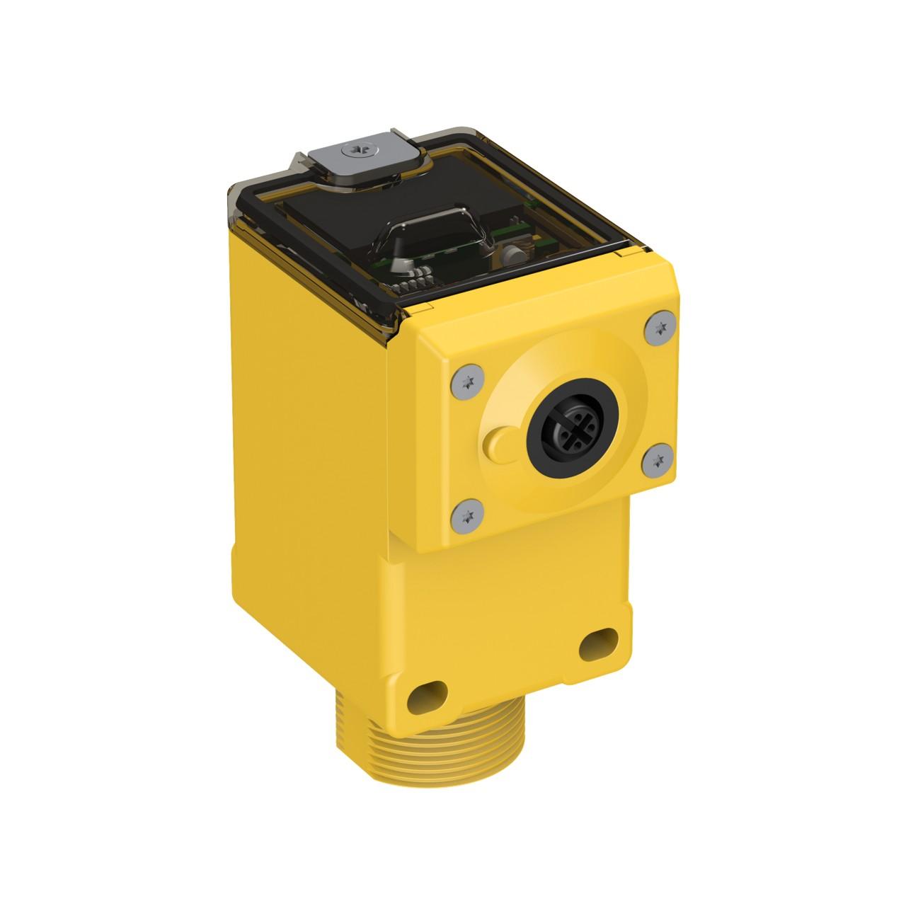 Banner DX80N9Q45RD Banner Engineering DX80N9Q45RD is a Remote Terminal Unit (RTU) from the SureCross Q45 series, designed with an M30 thread mounting mode. It features a moulded reinforced thermoplastic polyester housing with an o-ring sealed transparent cover, a moulded acrylic lens, and stainless steel hardware. This unit operates within an ambient air temperature range of -40 to +70°C and offers a degree of protection rated at IP67 NEMA 6P. Its dimensions are H97.1mm x W44.5mm x D66.5mm. The DX80N9Q45RD provides a visual position indicator through red and green LEDs for radio status and an amber LED for discrete input. It operates on a 900 MHz transmission frequency with FHSS (Frequency Hopping Spread Spectrum) technology, ensuring a reliable connection. The device has 2 x digital inputs (2 x dry-contacts; can be used as 1 x NAMUR input) and utilizes a 5-pin M12 female connector for its connection type. It is powered by a 3.6Vdc internal battery and is capable of a maximum transmission distance of 3.2km at nominal emission power. The housing is yellow, and it operates within the 900MHz ISM band at 1W frequency.