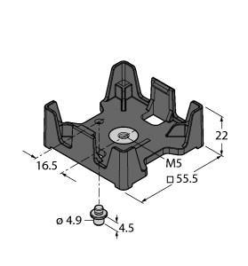 Turck TH-Q51T-HT Accessories, Mounting Bracket, , Retainer with M5 threaded sleeve to screw on Q51 tags, The use of the 4.5 mm lock pin ensures protection against twisting of the retainer or the tag, For mounting on metal, Suitable for repeated use in high-temperature, Only suitable for a single assembly (engage the tag in the retainer), The use of the retainer results in a clearance of 12 mm between metal to tag