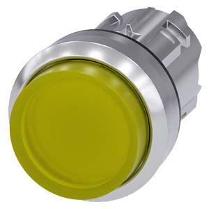 Siemens 3SU1051-0BB30-0AA0 Illuminated pushbutton, 22 mm, round, metal, shiny, yellow, pushbutton, raised, momentary contact type