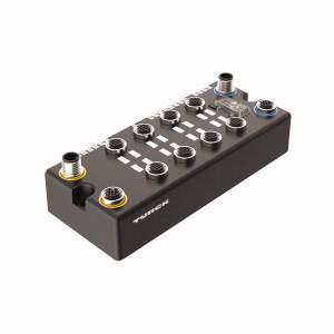 Turck BLCCO-8M12LT-4AI-VI-4DO-2A-P BL compact™ fieldbus station for CANopen, 4 Analog Inputs for Current or Voltage and 4 Digital PNP Outputs, On-machine Compact fieldbus I/O block, CANopen slave, 10, 20, 50, 125, 250, 500, 800, or 1000 kbps, Two 5-pole M12 connectors for fieldbus connection, 2 rotary switches for node address, IP67, IP69K, M12 I/O connectors, LEDs indicating status and diagnostics, Electronics galvanically separated from the field level via optocouplers, 4 digital PNP outputs, 24 VDC, Max. 2A per output (4A tota