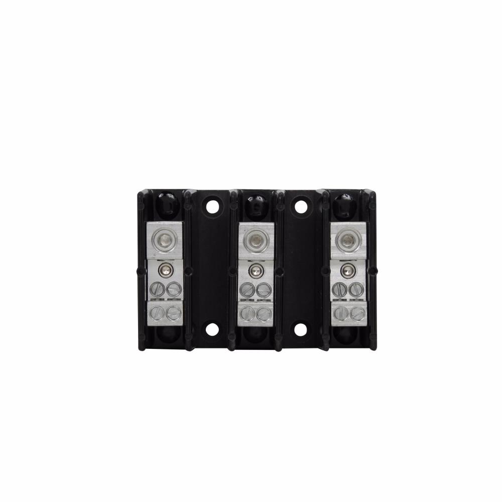 Eaton PDB220-3 Eaton Bussmann series PDB power distribution block, IP-20 Finger-safe, 600 Vac, 600 Vdc, 175A, Power distribution block, Three-pole, SCCR: 200 kA (12 To 4 AWG), 100 kA (14 To 4 AWG), Panel, Tin-plated aluminum connectors