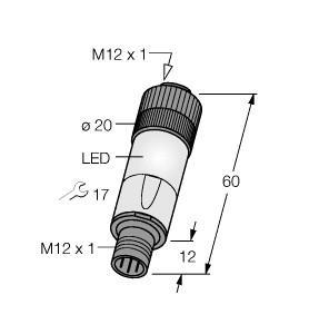 Turck SPT1-AN6X SmartPlug, Smart Plug, Input/Output Delay, multifunctional adapter for connection to standard sensors, Degree of protection IP67, 4-pin M12 x 1, female connector, 4-pin M12 x 1, male connector, 4-wire, 10…30 VDC, Amplification of switching capacity, max. output current 400 mA