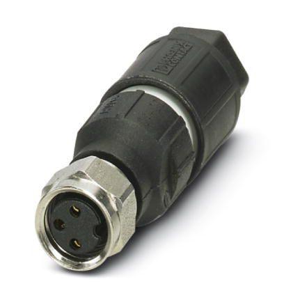 Phoenix Contact 1426314 Connector, 3-position, Socket straight M8, Coding: A, Insulation displacement connection, knurl material: Stainless steel 1.4305, external cable diameter 2.5 mm ... 5 mm