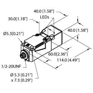 Turck NI40U-CP40-FDZ30X2-B3131 Inductive Sensor, With Extended Switching Distance, Rated switching distance 40 mm, Non-flush, Rectangular, height 40 mm, Variable orientation of active face in 9 directions, Plastic, PBT-GF30-VO, High-luminance corner LEDs, Optimum view of operating voltage and switching state from any position, Factor 1 for all metals, Increased switching distance, Protection class IP68, Large coverage, Resistant to magnetic fields, Extended temperature range, High switching frequency, AC 2-wire, 20…250 VDC, D