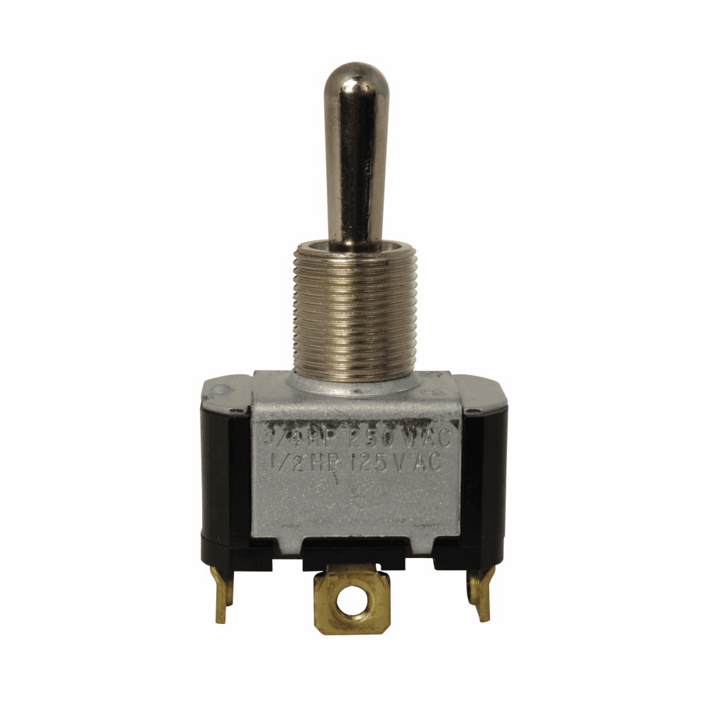 Eaton E10E120ES E10E120ES Eaton - Eaton E10 toggle switch, Single-pole, ON, None, ON, 0.688 inch lever, Screw, Double-throw, 20A at 125 Vac, 10A at 250 Vac, 3/4 hp at 50 Vac, 0.47 inch bushing