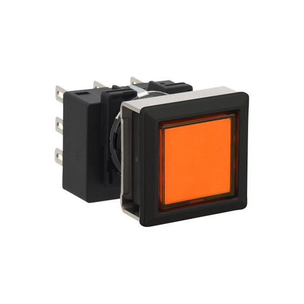 Idec LB7B-A1T3VLA LB 16mm Pushbuttons 3PDT LA, Sleek flush mount design,  Standard bezel with 16mm hole size also available,  Bright LED illumination,  27.9mm depth behind the panel,  3PDT contact block available,  5A contact ratings,  IP65 degree of protection,  Metallic 