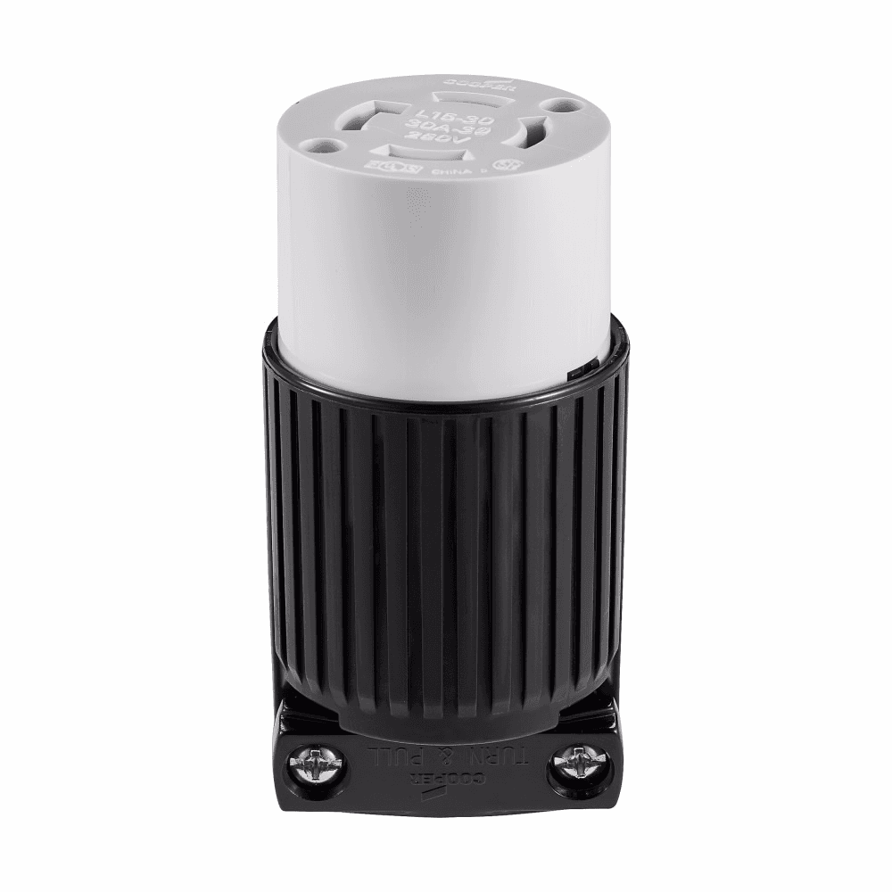 Eaton L1530C L1530C Eaton - Eaton Arrow Hart ultra grip locking connector, #18-10 AWG, 30A, Industrial, 250V, Back wiring, Black, white, Ultra grip, L15-30, Three-pole, Four-wire, Nylon