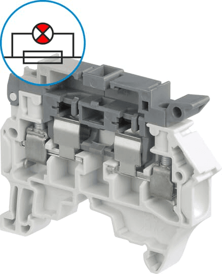 ABB Control 1SNK508412R0000 1SNK508412R0000 ABB Control - ZS4-SF1-R1 Screw Clamp Terminal Block - for Fuses 5x20 and 5x25 mm - Grey - with blown fuse indicator by red LED 24-110V