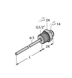 Turck THW-3-G1/2-A4-L150 Accessories, Thermowell, For Temperature Sensors, Thermowell for mounting temperature probes, End tip diameter 3 mm, Process connection G1/2 male thread, Immersion depth 150 mm, "