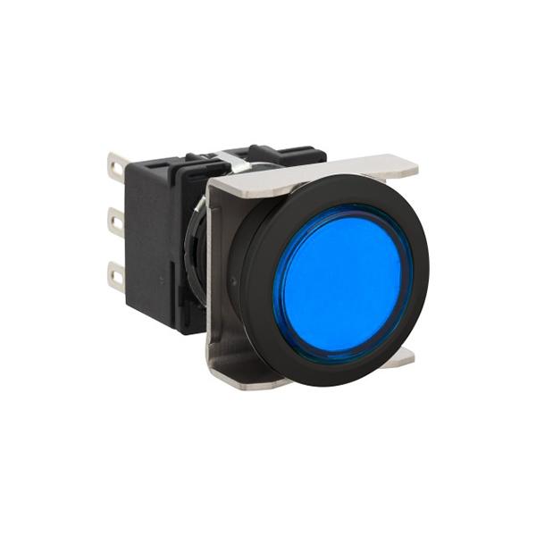 Idec LB8B-M1T1VLS LB 16mm Pushbuttons SPDT LS, Sleek flush mount design,  Standard bezel with 16mm hole size also available,  Bright LED illumination,  27.9mm depth behind the panel,  3PDT contact block available,  5A contact ratings,  IP65 degree of protection,  Metallic 