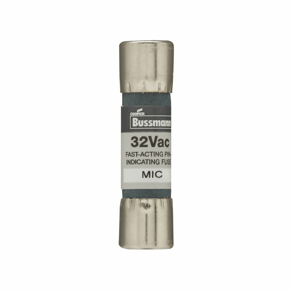 Cooper Bussmann MIC-1 MIC-1 Cooper Bussmann - Eaton Bussmann series MIC fuse, Fast acting Midget fuse, Control circuits, PLC circuits, electronic circuits, 1 A, Non-indicating, Ferrule end x ferrule end, 35 AIC at 250 Vac, Fiber tube,Nickel-plated bronze endcap, Standard, 250 V