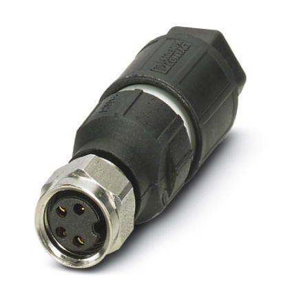 Phoenix Contact 1426316 Connector, 4-position, Socket straight M8, Coding: A, Insulation displacement connection, knurl material: Stainless steel 1.4305, external cable diameter 2.5 mm ... 5 mm