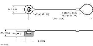 Turck RKMB-CC Accessory for 1, Closure cap, Threaded hand tighten + lanyard, Female 1″ minifast Closure Cap, Mates to Male, Nitrile Gasket, Stainless Steel/Nylon Coated Lanyard