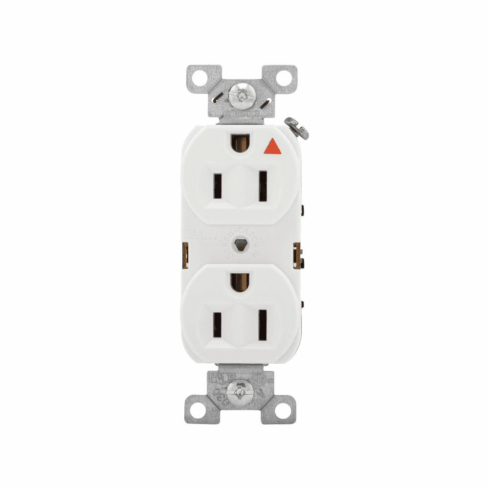 Eaton IG5262W IG5262W Eaton - Eaton Arrow Hart heavy-duty industrial specification grade duplex receptacle,#14-10 AWG,15A,Industrial,Flush,125V,Back and side,White,Brass,High-impact nylon face,Glass-filled nylon base,5-15R,Duplex,Screw,Glass-filled nylon,.