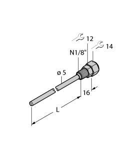 Turck THW-3-N1/8-A4-L050 Accessories, Thermowell, For Temperature Sensors, Thermowell for mounting temperature probes, End tip diameter 3 mm, Process connection 1/8 NPT male thread, Immersion depth 50 mm, "